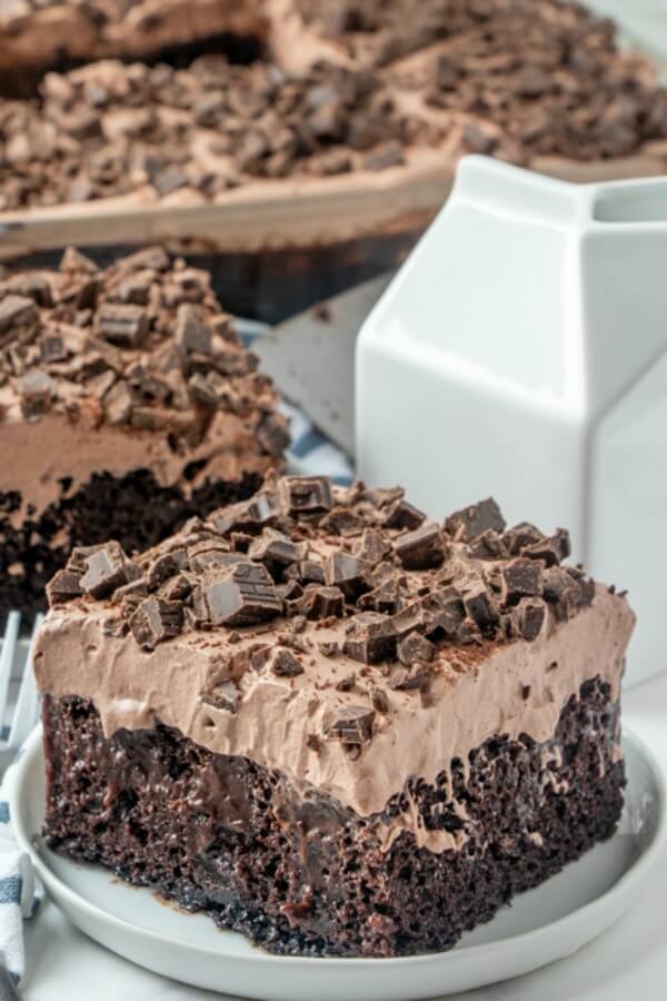 rebanada de pastel de chocolate en un plato