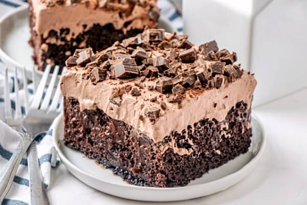 rebanada de pastel de chocolate en un plato