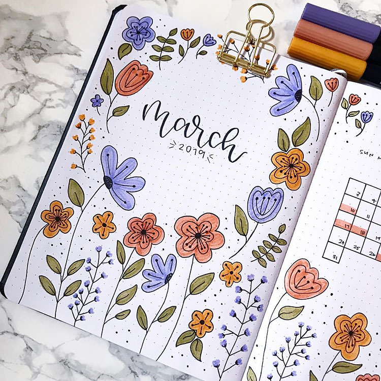 Portadas de Bullet Journal de marzo