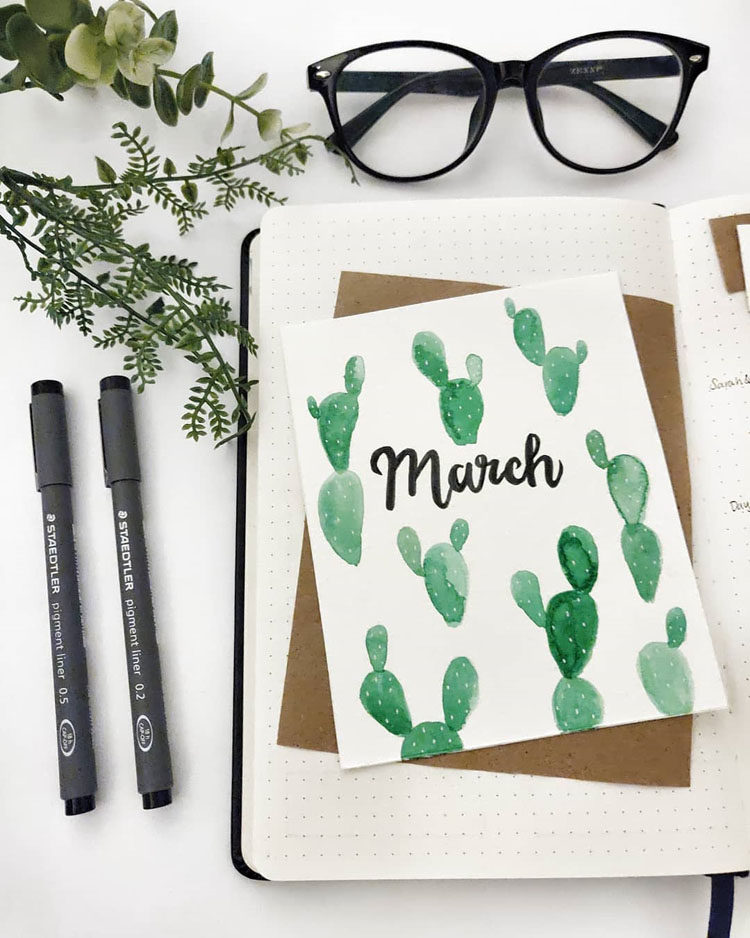 Diseño de Bullet Journal de marzo