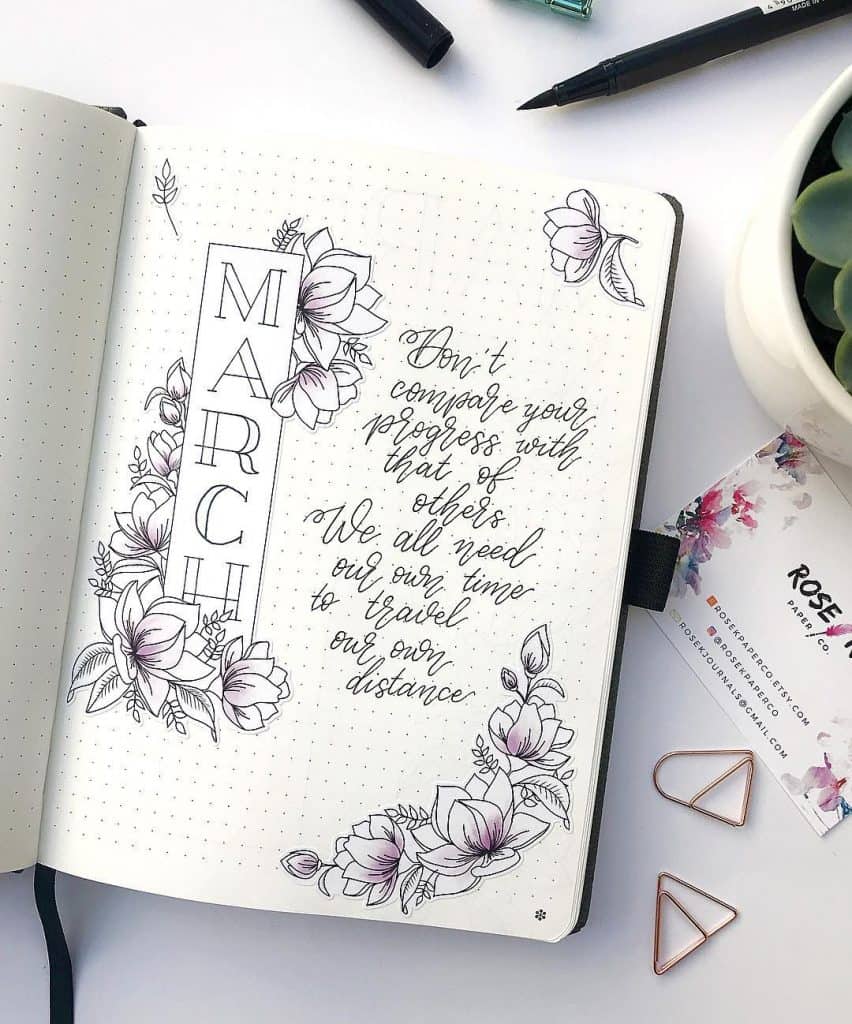 Diseño de Bullet Journal de marzo