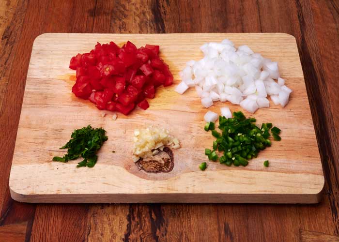 picar los ingredientes