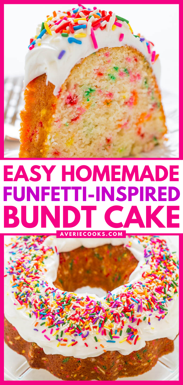 Pastel Funfetti casero fácil: ¡SIN mezcla de pastel en este pastel funfetti 100% casero y tiene un sabor increíble! ¡Rápido, FÁCIL y la MEJOR receta de pastel de funfetti llena de puntos!