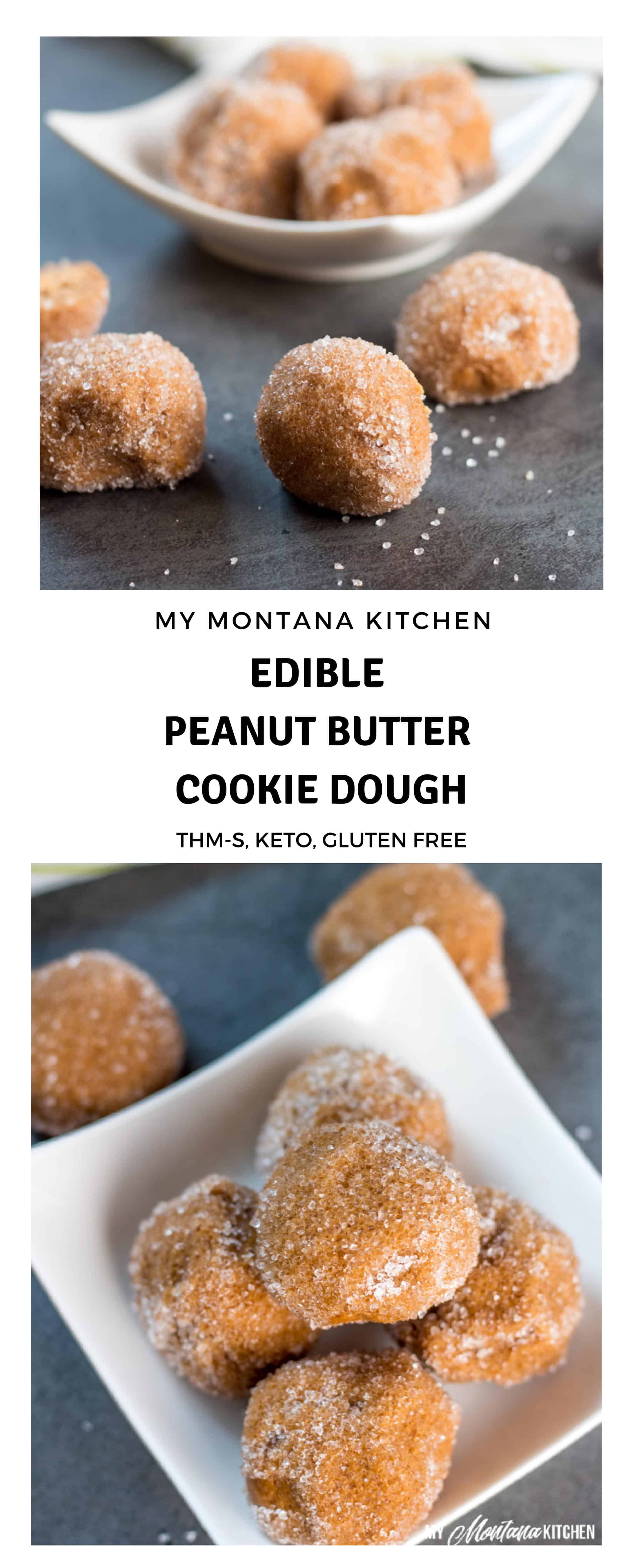 Si te gusta la masa comestible para galletas, te gustarán estos bocados comestibles de masa para galletas de mantequilla de maní. Solo un puñado de ingredientes y unos tres minutos y tienes una receta dulce y deliciosa sin azúcar. También funcionan muy bien como refrigerio o postre bajo en carbohidratos Trim Healthy Mama S. #ediblecookiedough #cookiedough #peanutbutter #peanutflour #peanutbuttercookiedough #sugarfree #glutenfree #lowcarb #trimhealthymama #thm #thms