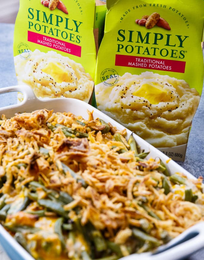 Cazuela de puré de patatas y judías verdes