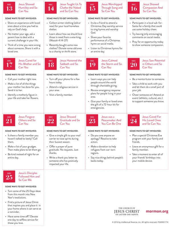 página 2 del calendario de la campaña LIGHTtheWORLD #lighttheworld