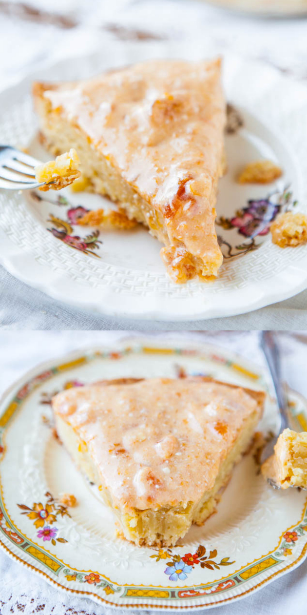 Pastel de galletas de almendras francesas con glaseado de crema de albaricoque: ¡nombre inventado para un pastel súper fácil que sabe a una galleta gigante de snickerdoodle!