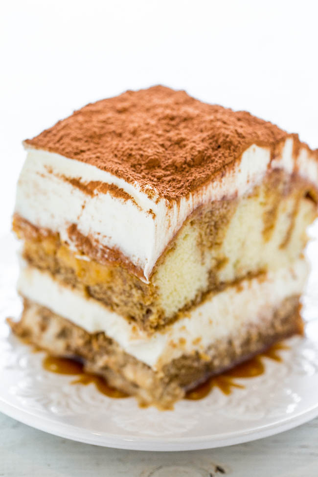 Easy Bake Tiramisu: ¡RÁPIDO, sin hornear e infundido con la riqueza del espresso, Kahlua, un delicioso relleno cremoso y espolvoreado con cacao en polvo! ¡Decadente y auténtico pero TAN FÁCIL!