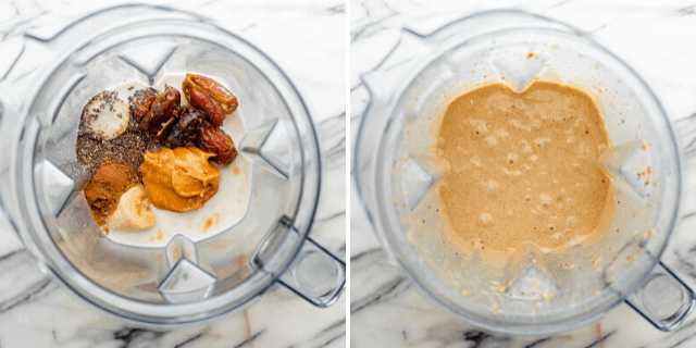 Los ingredientes antes y después de mezclar