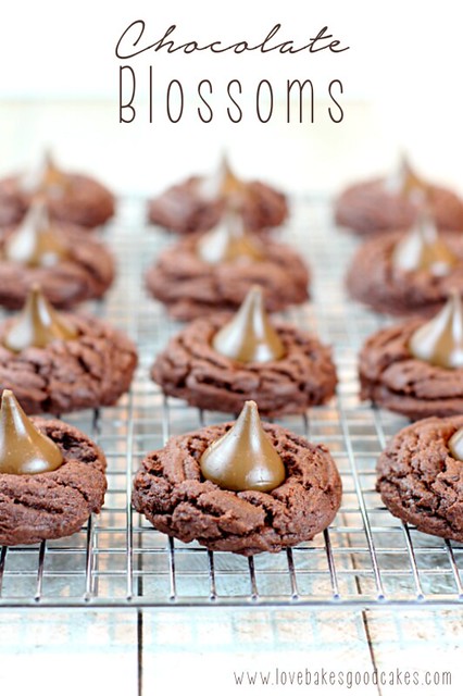Flores de chocolate: ¡un brownie de chocolate suave con un dulce Hershey's Kiss en el medio! #galletas de chocolate #cocina