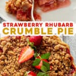 Pin largo 2 imágenes para la receta de pastel de ruibarbo de fresa