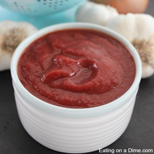 Cuadrado de receta casera de ketchup