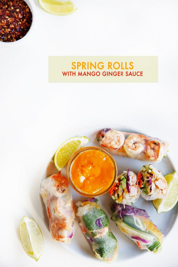 Rollitos de primavera con salsa de mango y jengibre
