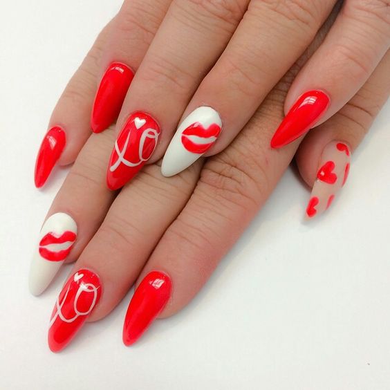 diseño de uñas del día de san valentín