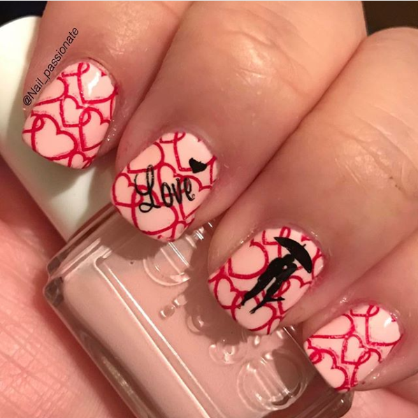 diseño de uñas del día de san valentín