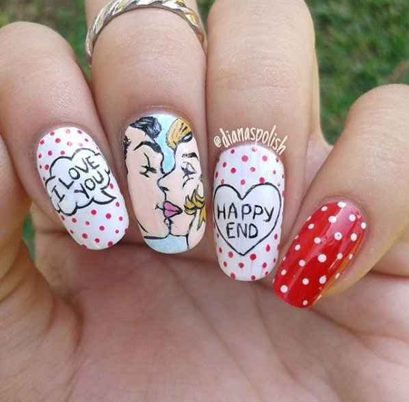 diseño de uñas del día de san valentín