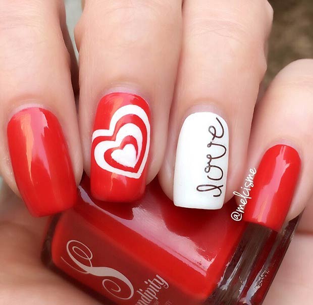 diseño de uñas del día de san valentín