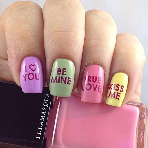 diseño de uñas del día de san valentín