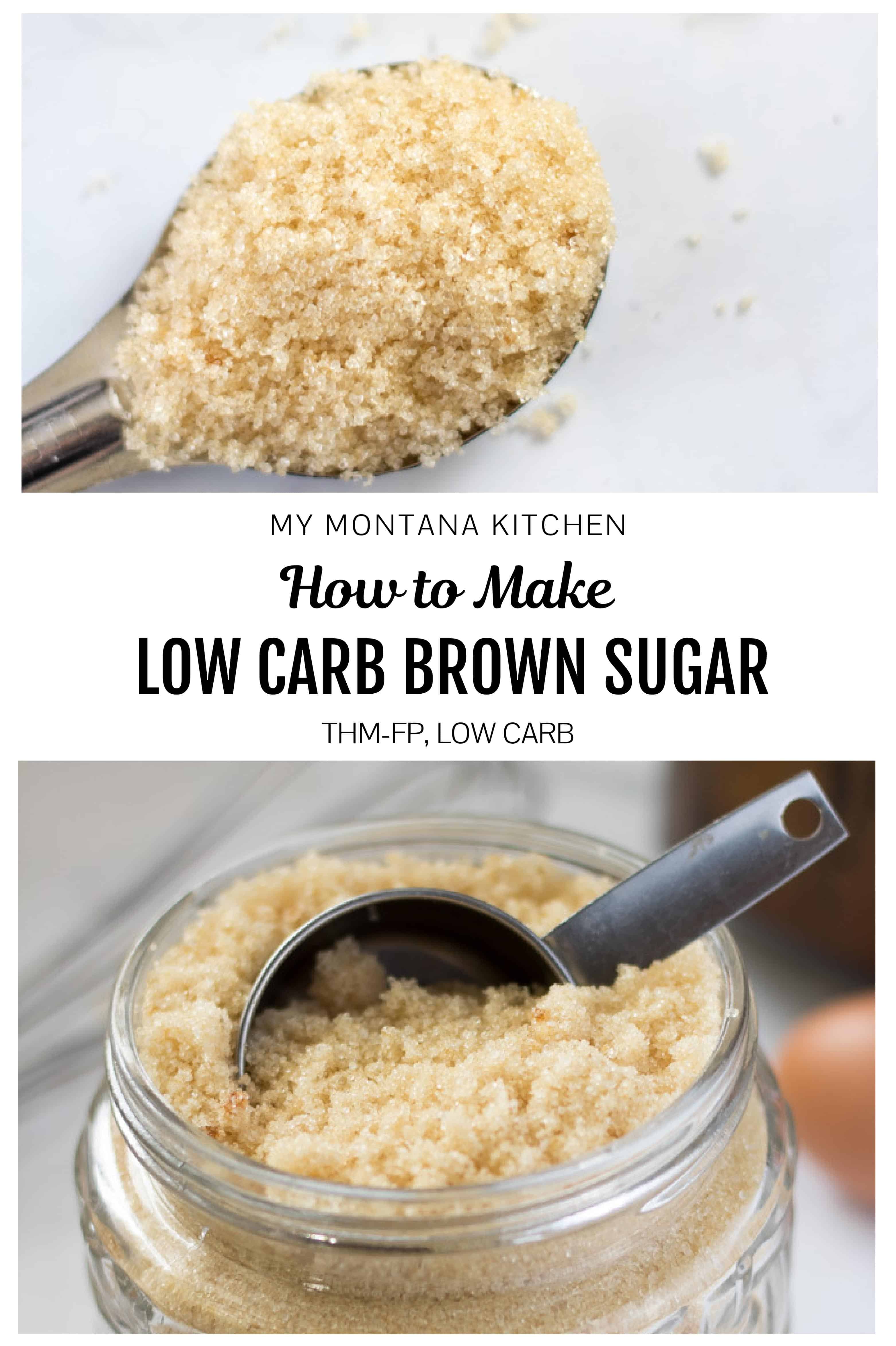 ¡Prueba esta receta de azúcar moreno sin azúcar que se prepara en minutos! Esta alternativa de azúcar moreno baja en carbohidratos es perfecta para cocinar con bajo contenido de carbohidratos, golosinas THM e incluso golosinas cetogénicas. #sugarfreebrownsugar #lowcarbbrownsugar