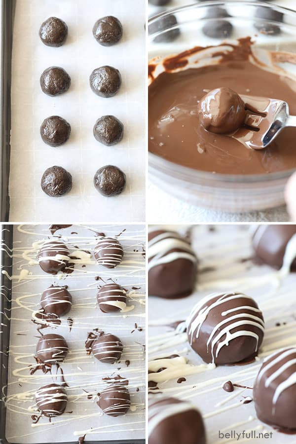 proceso de fotos para bolas de trufa Oreo paso a paso