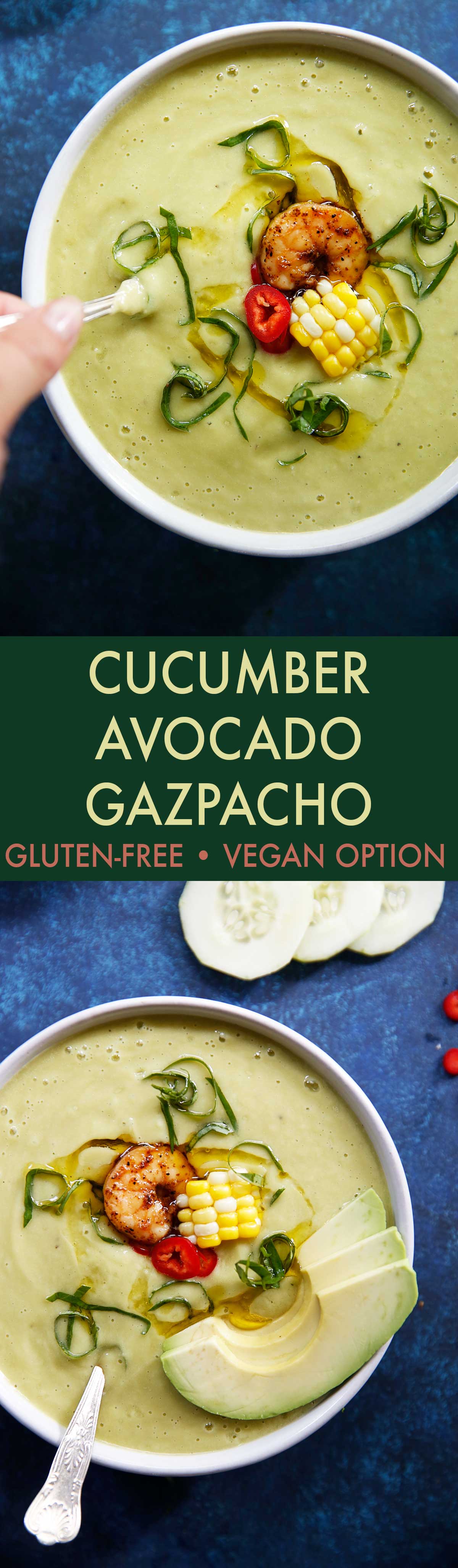 Gazpacho de aguacate con camarones con chile cajún | lexi
