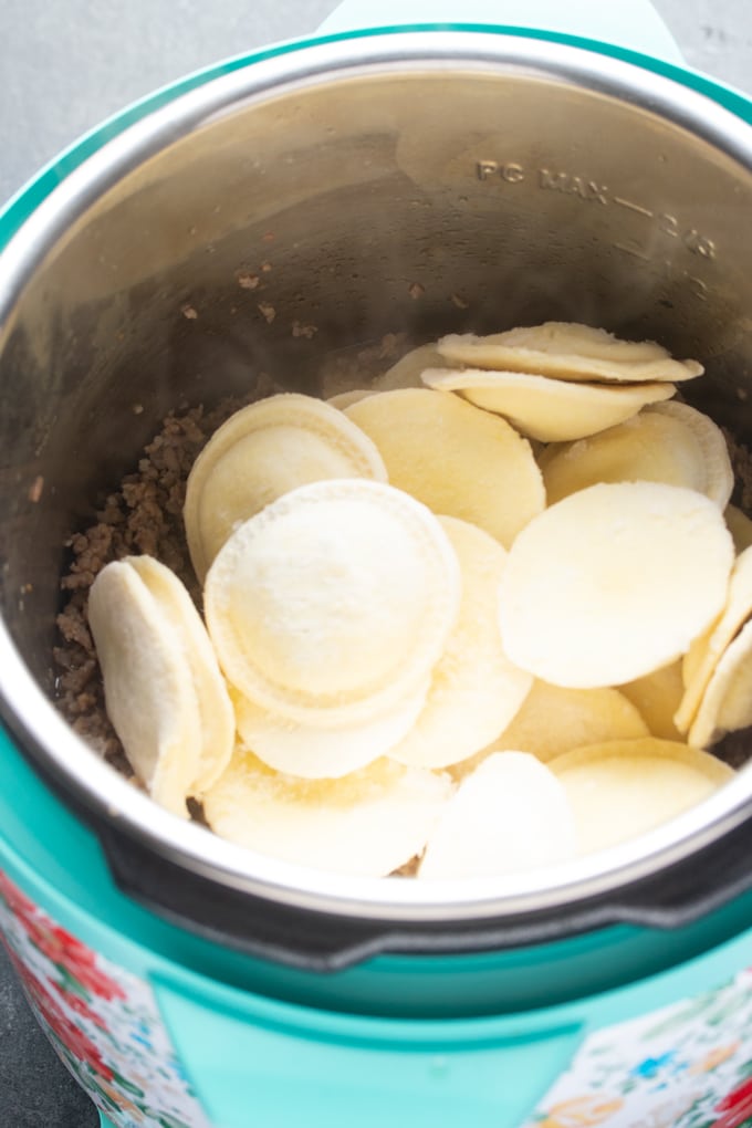 raviolis congelados en agujero instantáneo