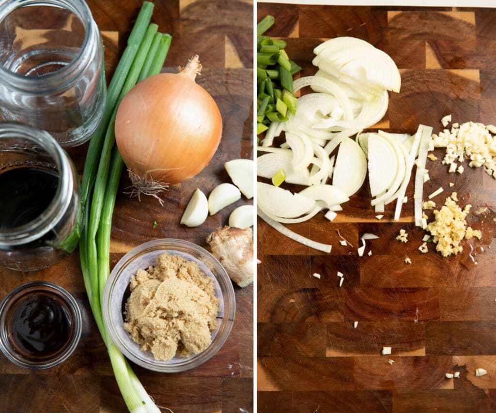 Ingredientes preparados para preparar el plato